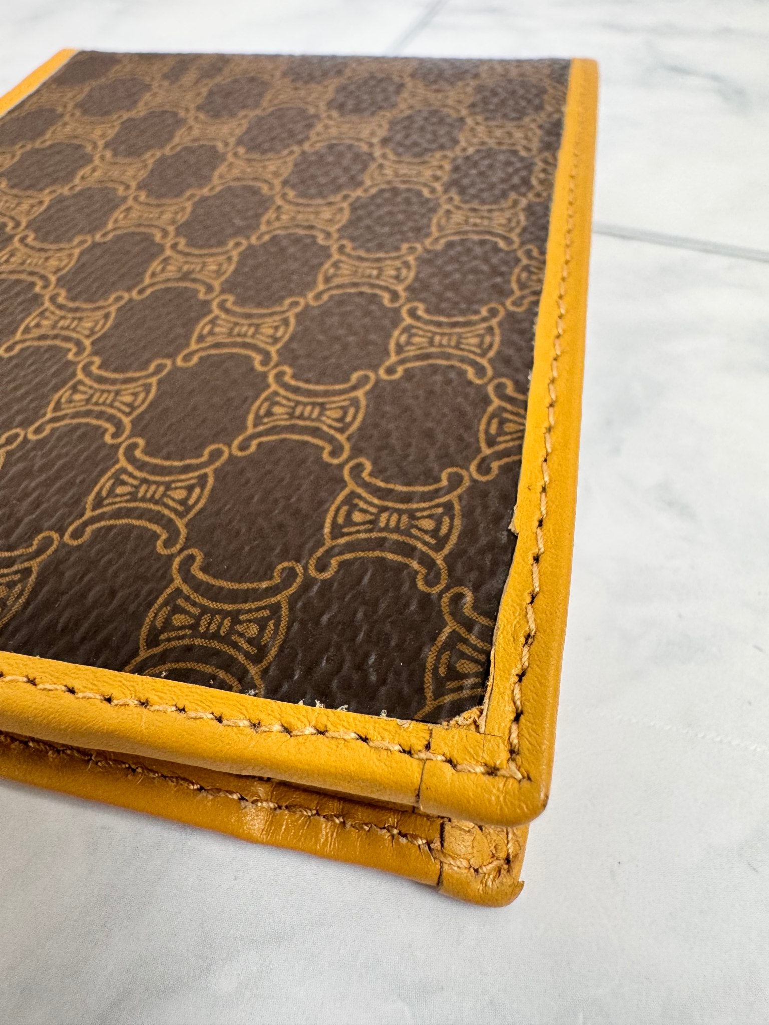 Celine Brown Macadam Coated Canvas Compact Wallet
