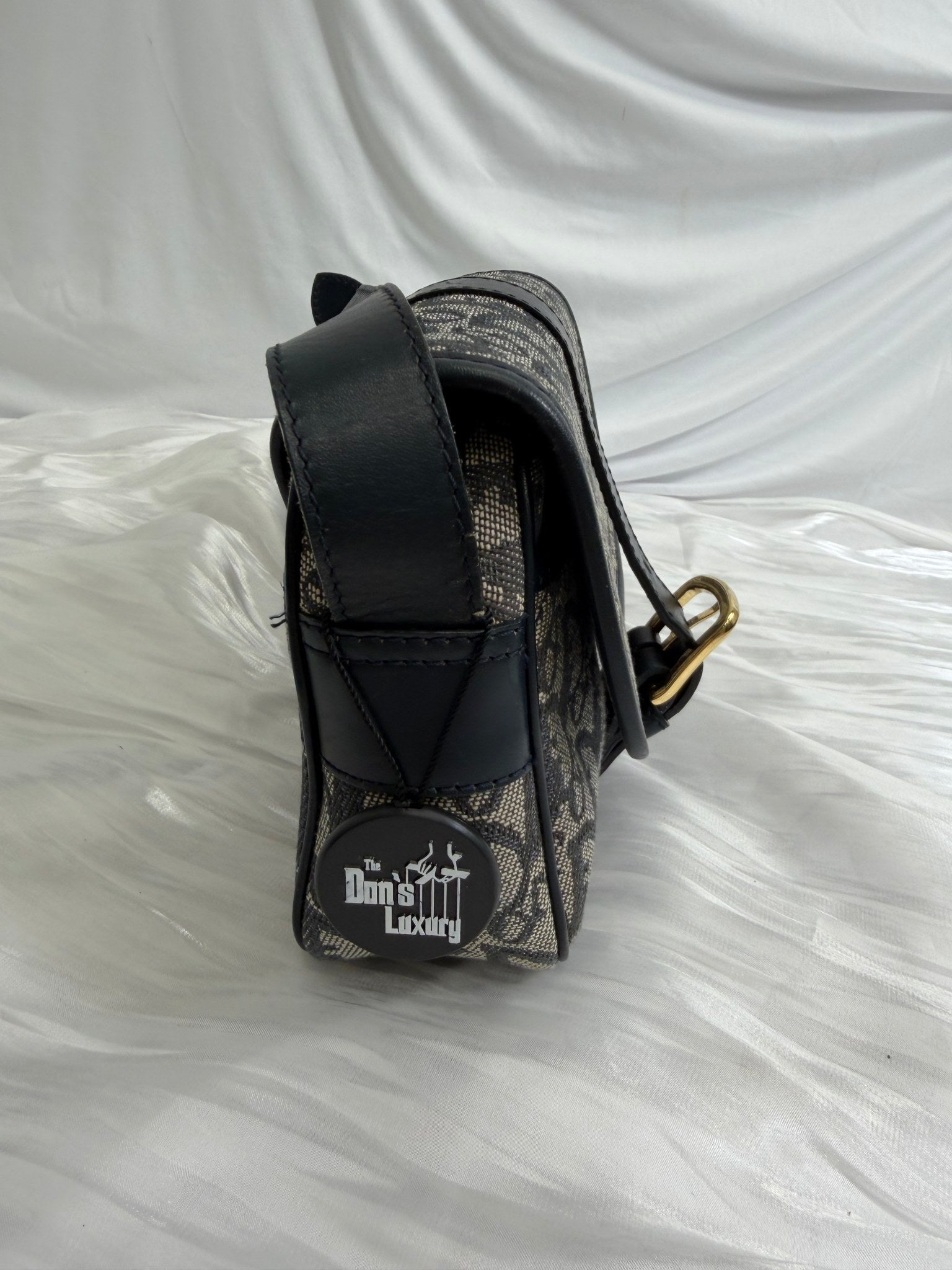 Christian Dior Navy Canvas Oblique Trotter Crossbody Bag