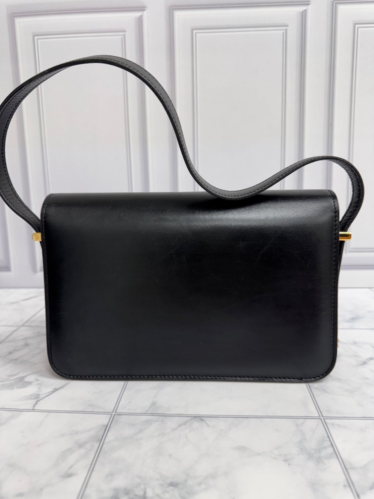 Celine Black Leather Shoulder Bag