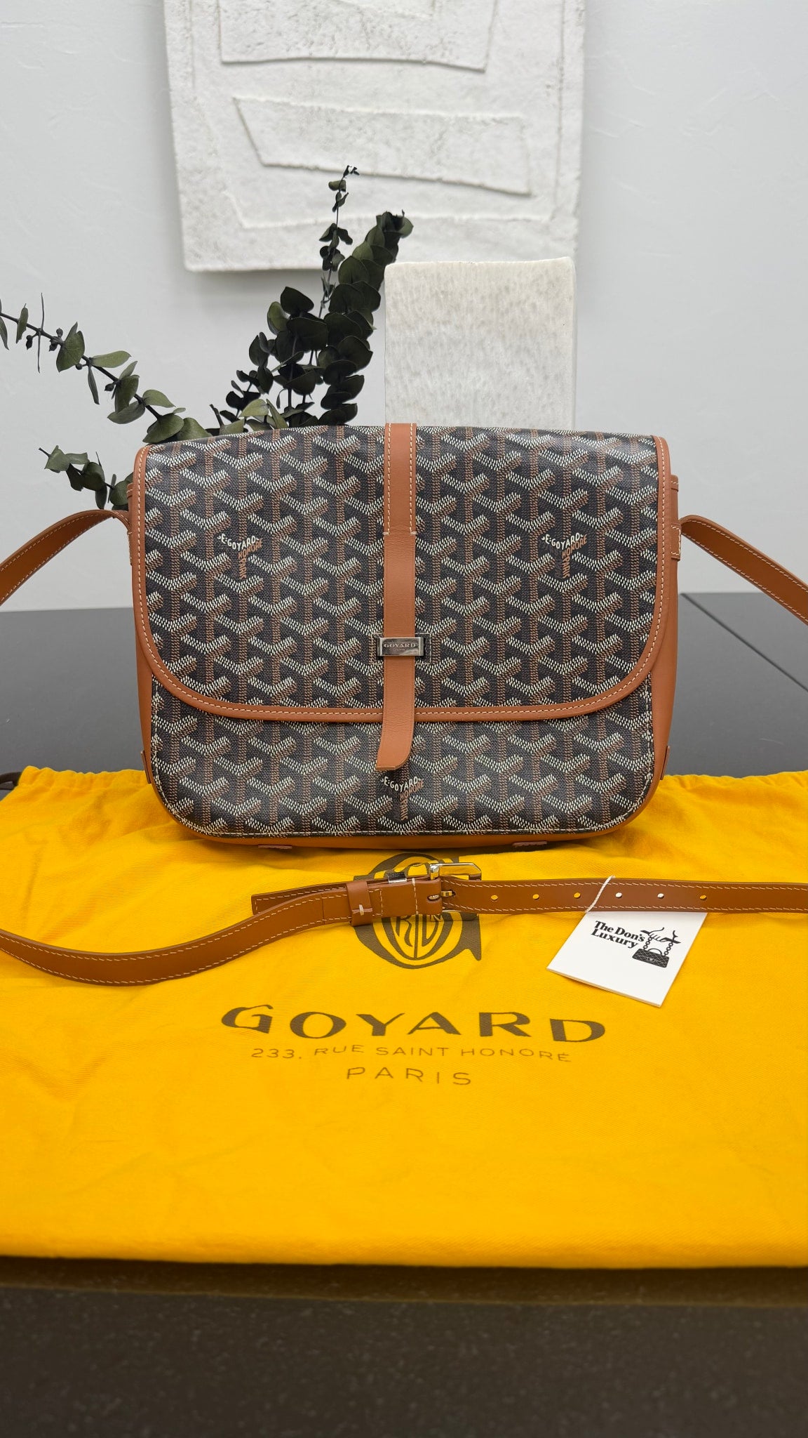 Goyard Brown & Black Goyardine Coated Canvas & Leather Belvedere II MM