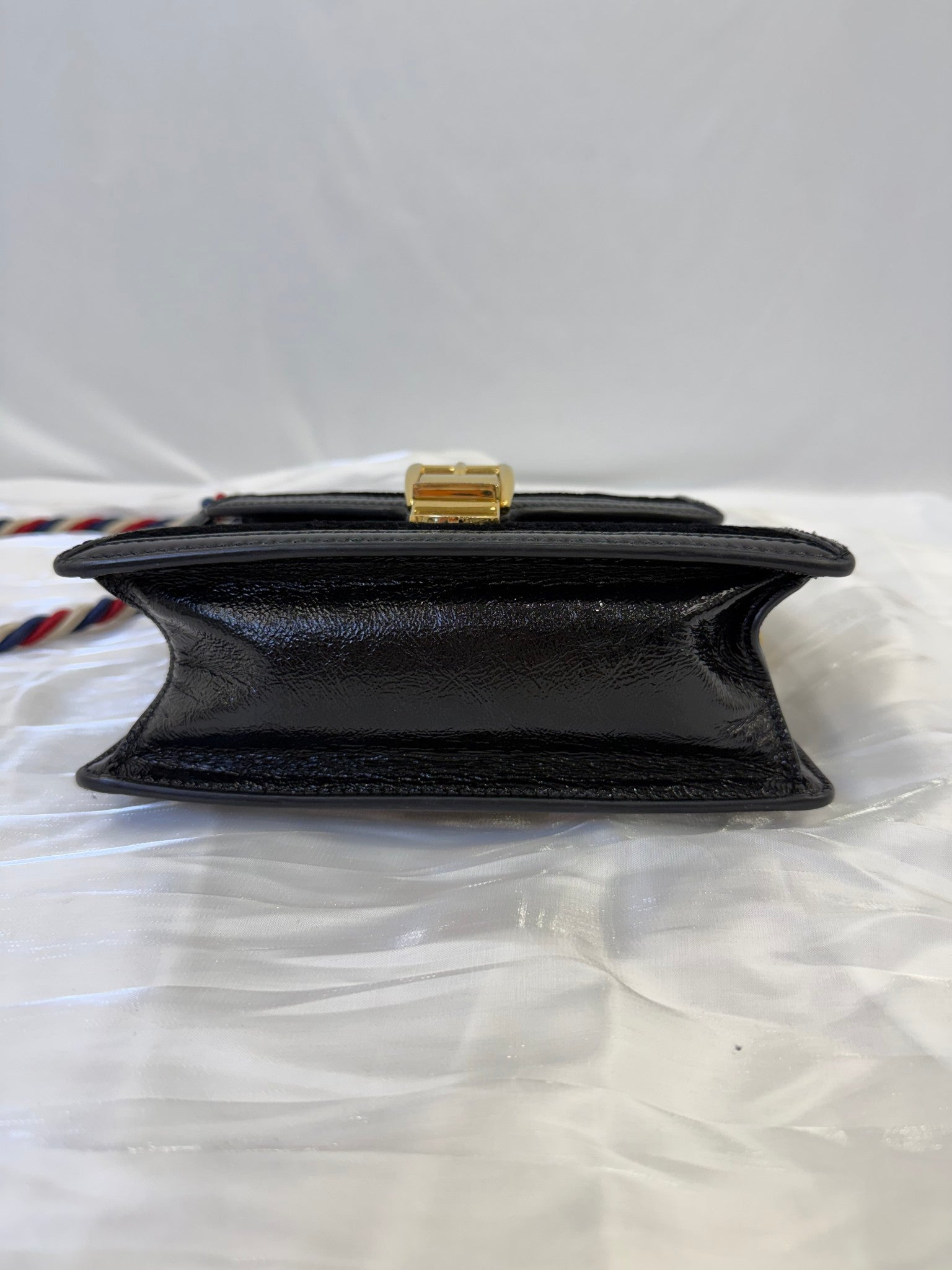 Gucci Black Velvet Sylvie Top Handle Bag