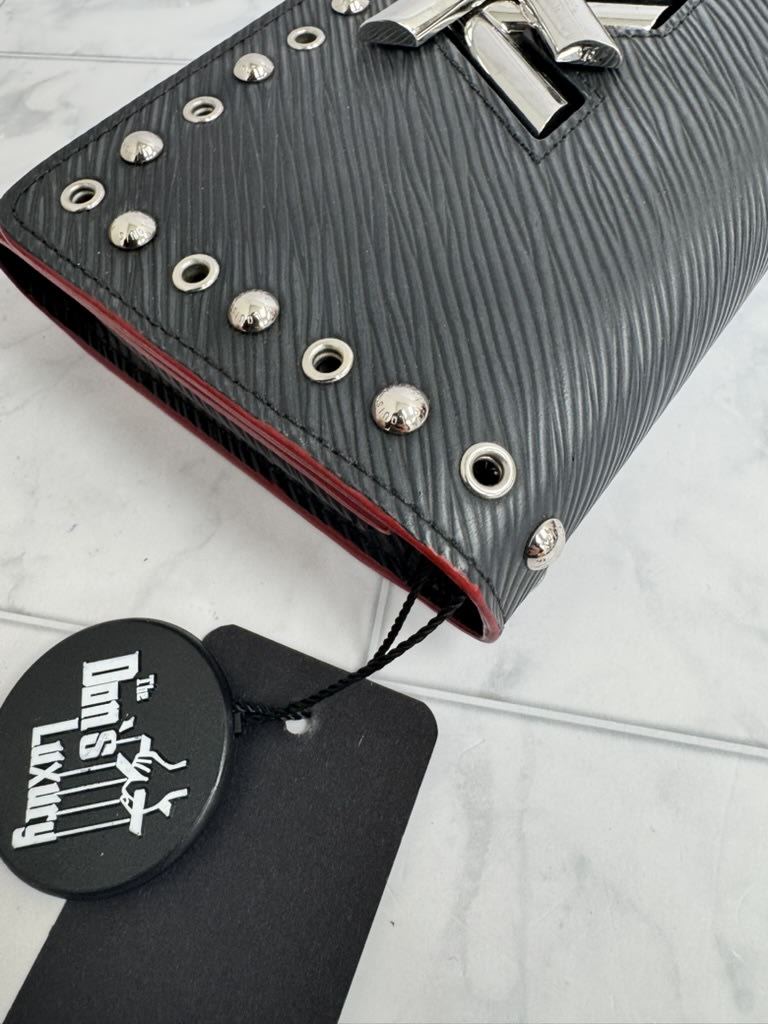 Louis Vuitton Black Epi Leather Studded Twist Wallet On A Chain