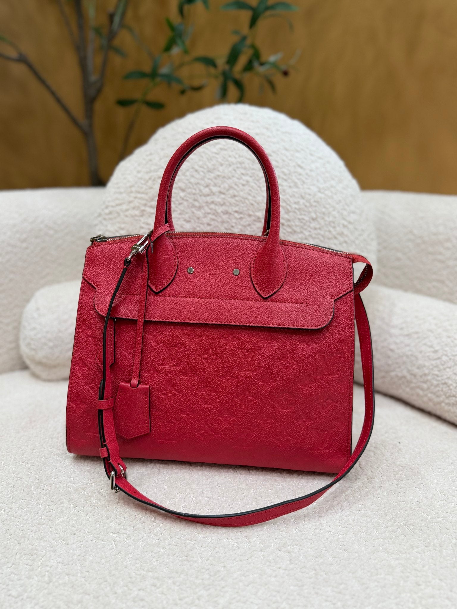 Louis Vuitton Red Empreinte  Pont Neuf MM Handbag