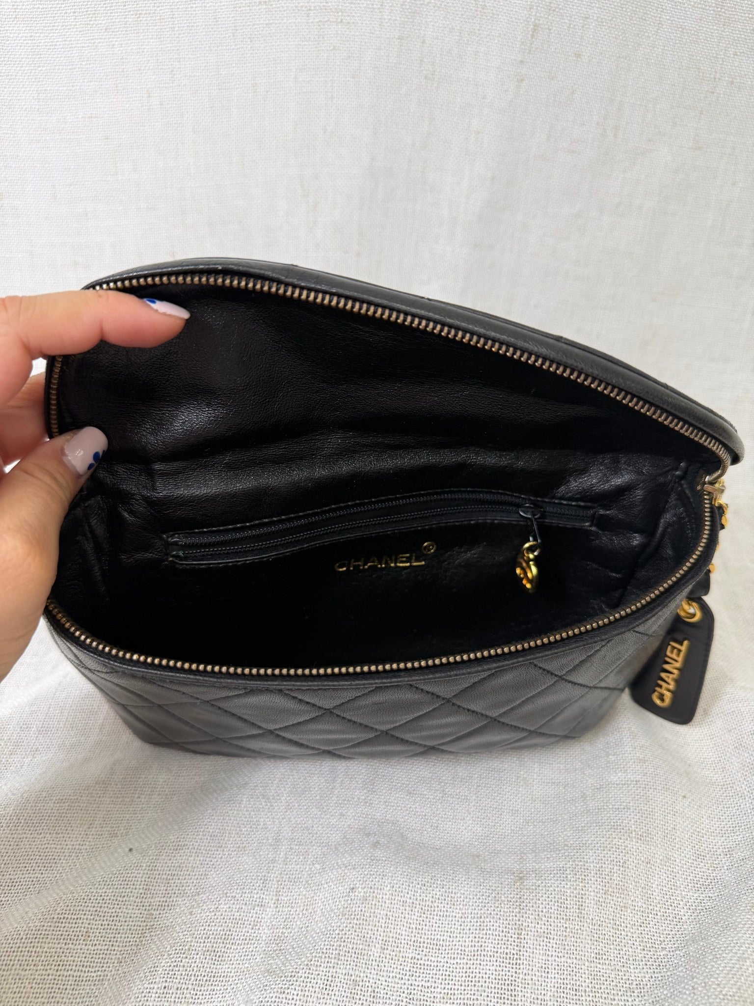 Chanel Black Lambskin Leather Belt Bag 