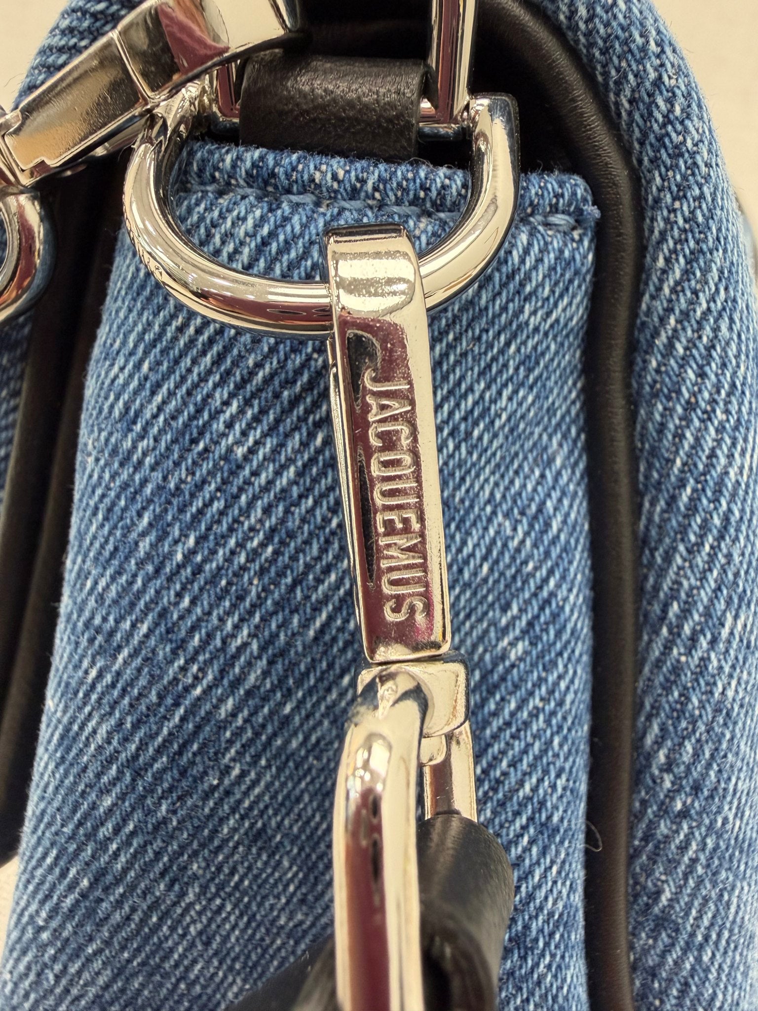 LIKE NEW - Jacquemes Denim & Black Leather Le Bambimou 2Way Bag