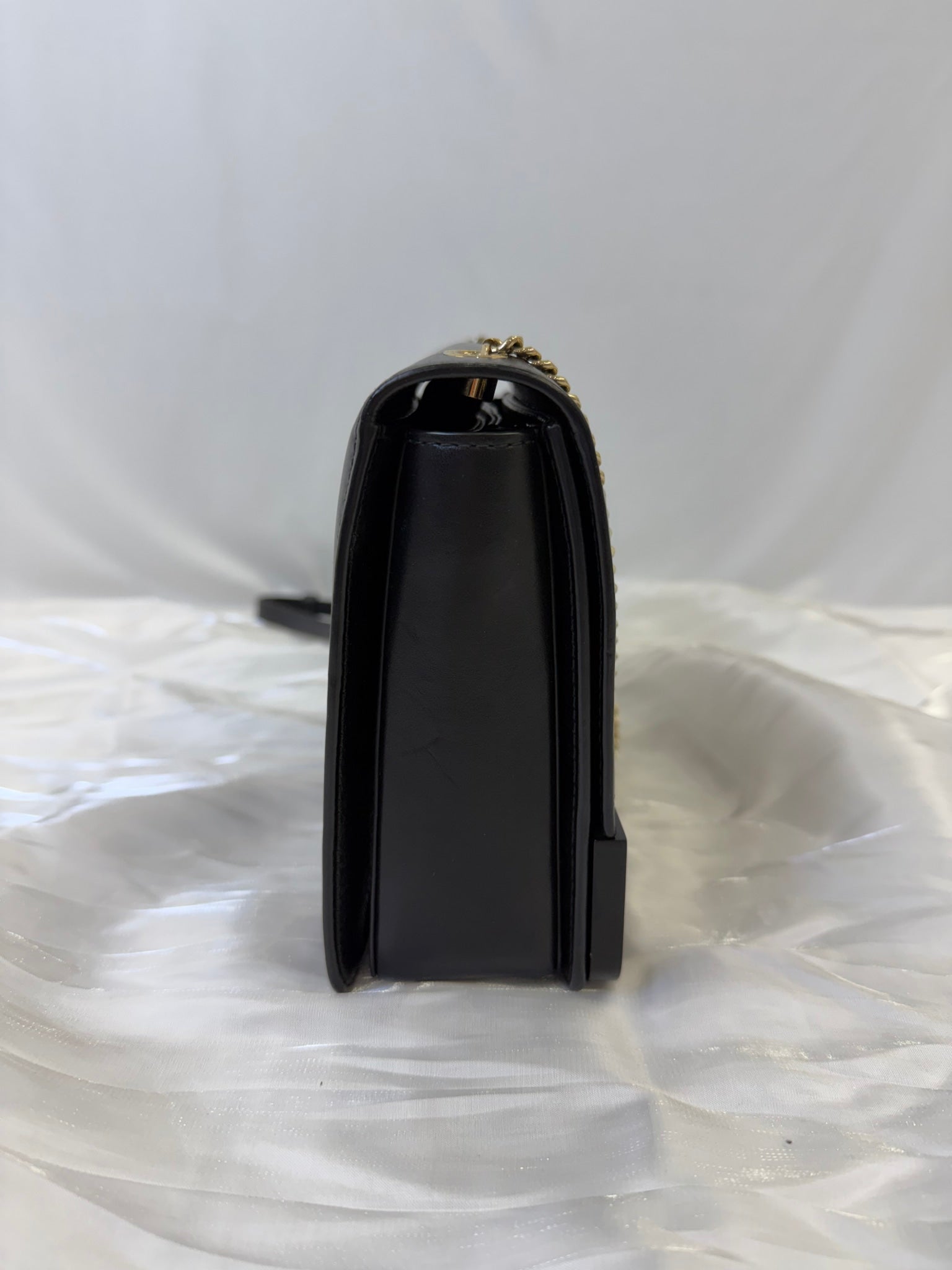 Bvlgari Black Leather Flap Cover Crossbody Bag