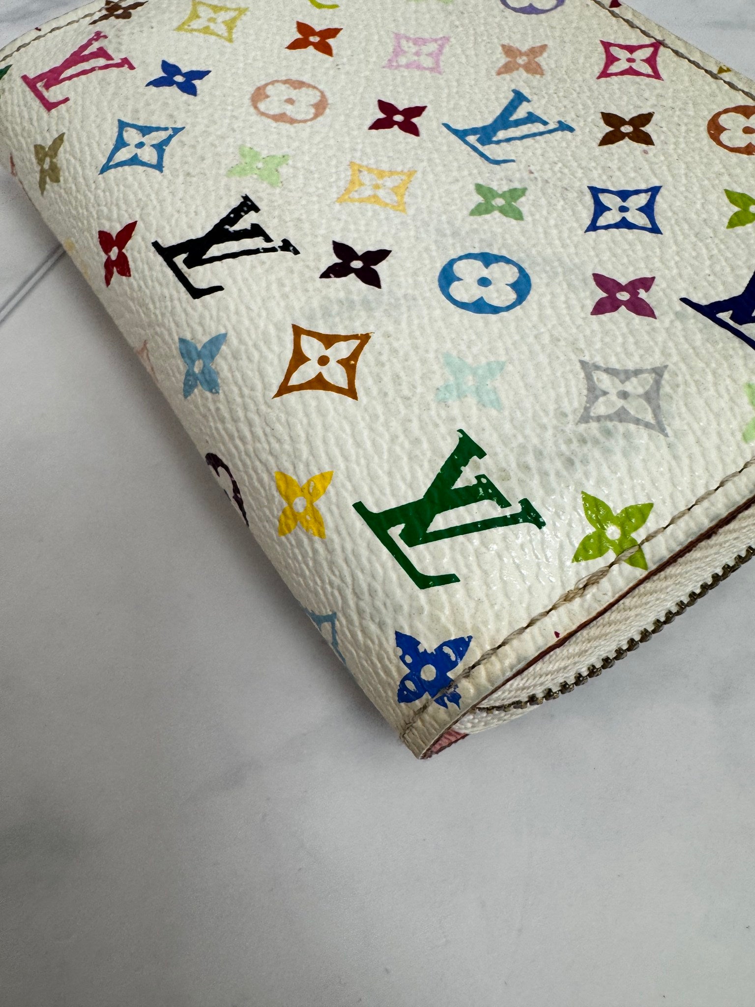 Louis Vuitton White Multicolor Monogram Murakami Compact Zippy Wallet