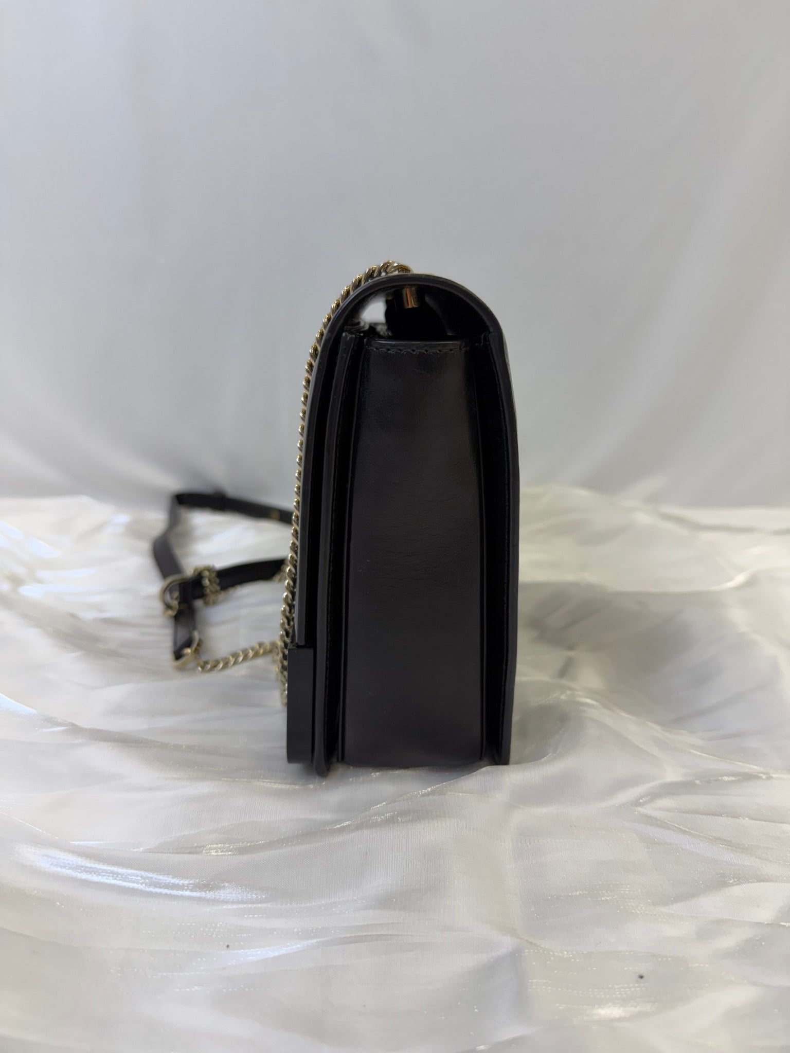 Bvlgari Black Leather Flap Cover Crossbody Bag