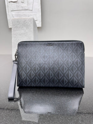Christian Dior Black CD Diamond Coated Canvas A5 Pouch