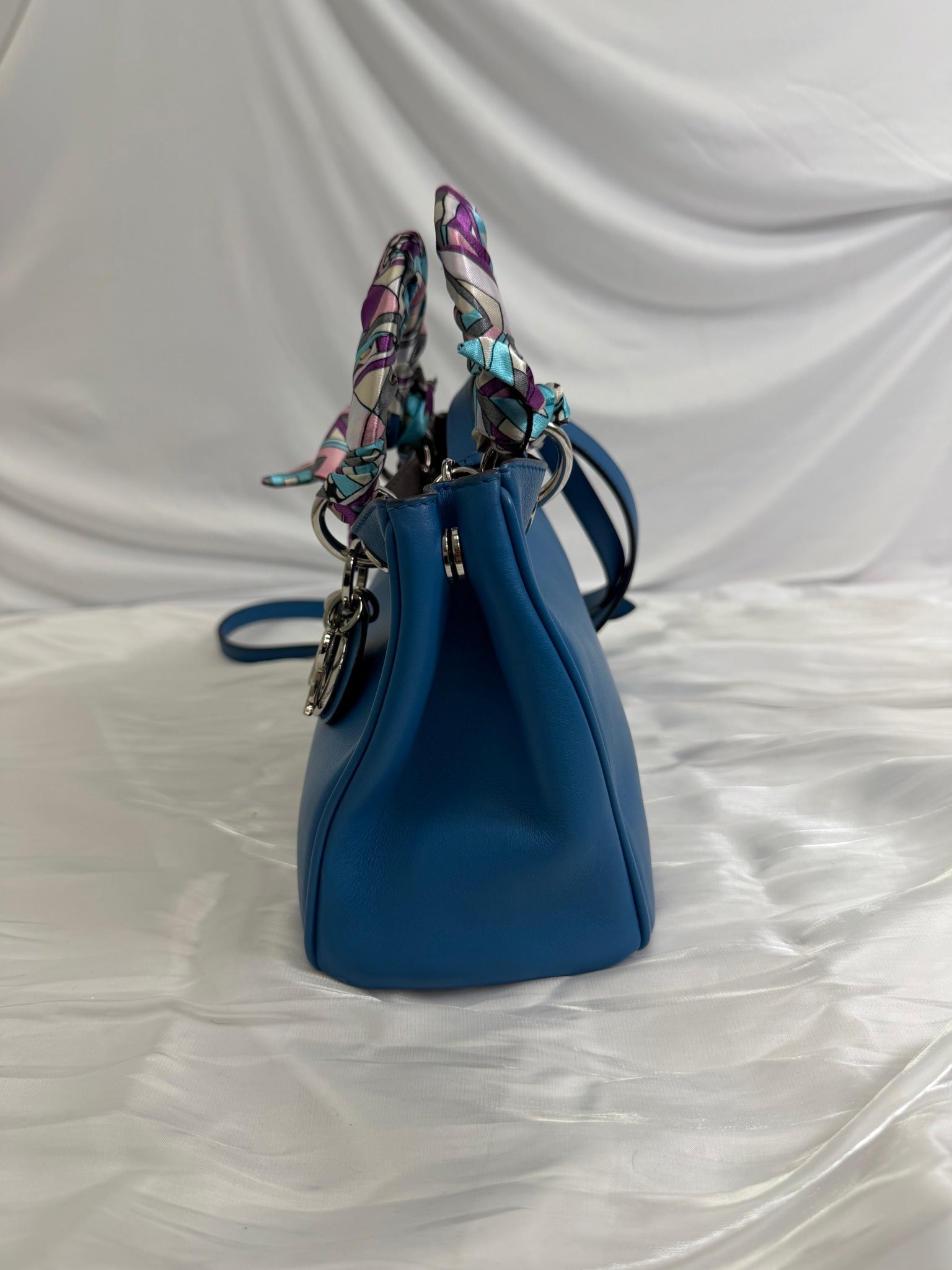 Christian Dior Blue Leather Diorissimo Small Tote Bag