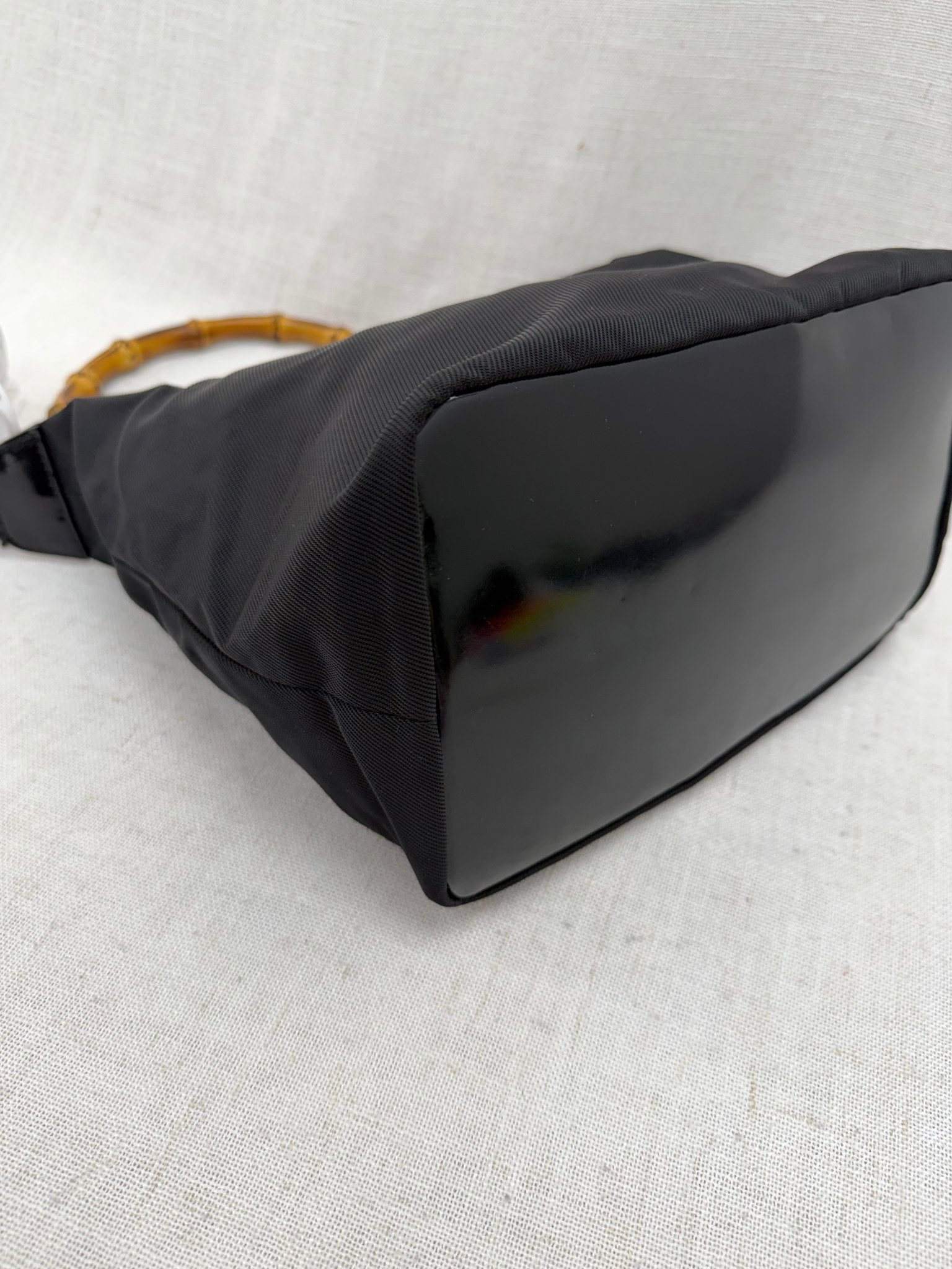 Gucci Black Nylon Bamboo Shoulder Bag