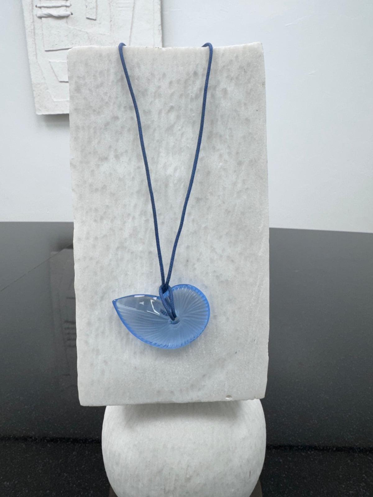 Baccarat Blue Crystal Nautilus Shell Pendant Necklace