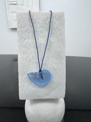 Baccarat Blue Crystal Nautilus Shell Pendant Necklace