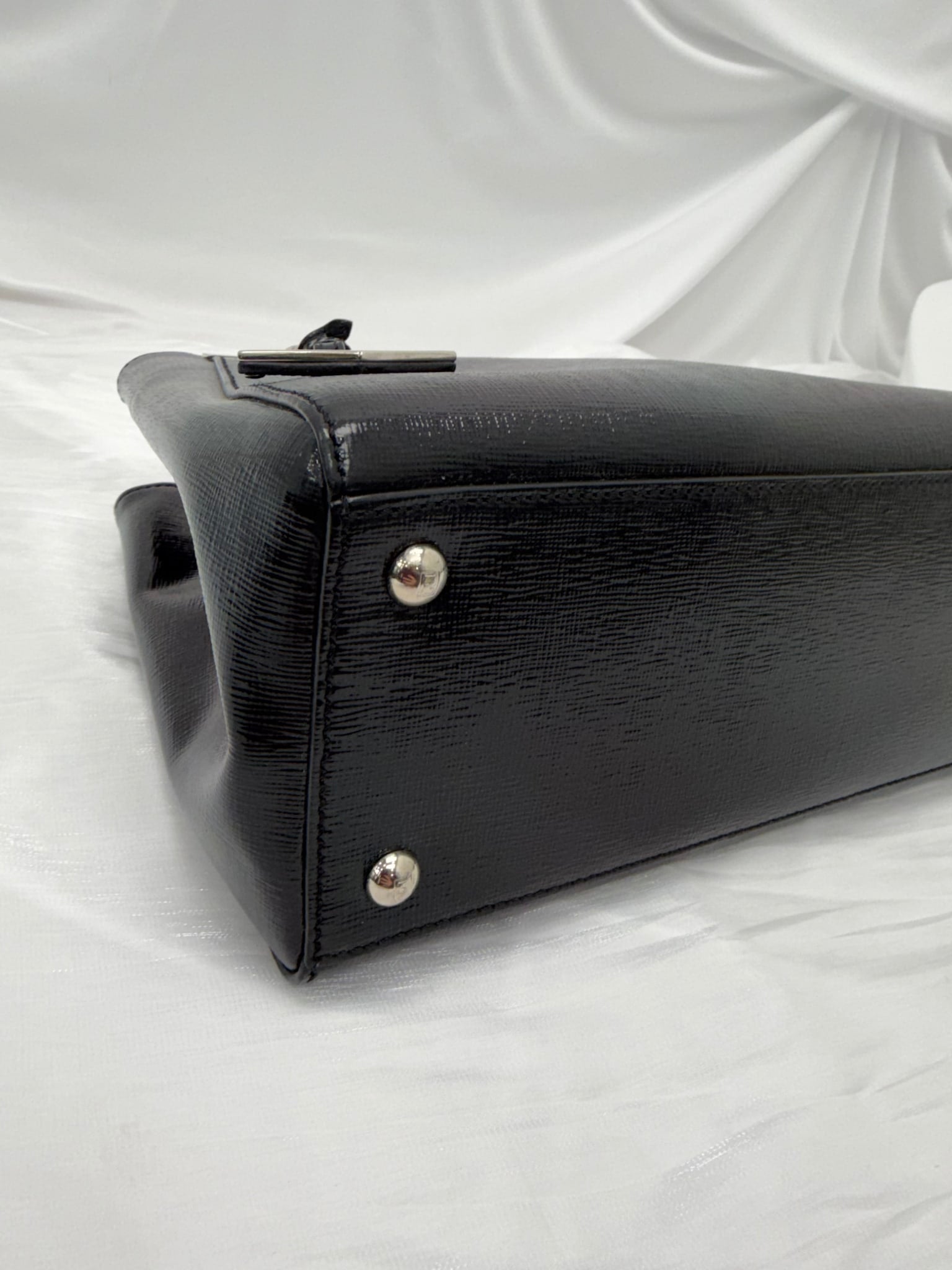 Fendi Black Patent Leather 2Jours Handbag