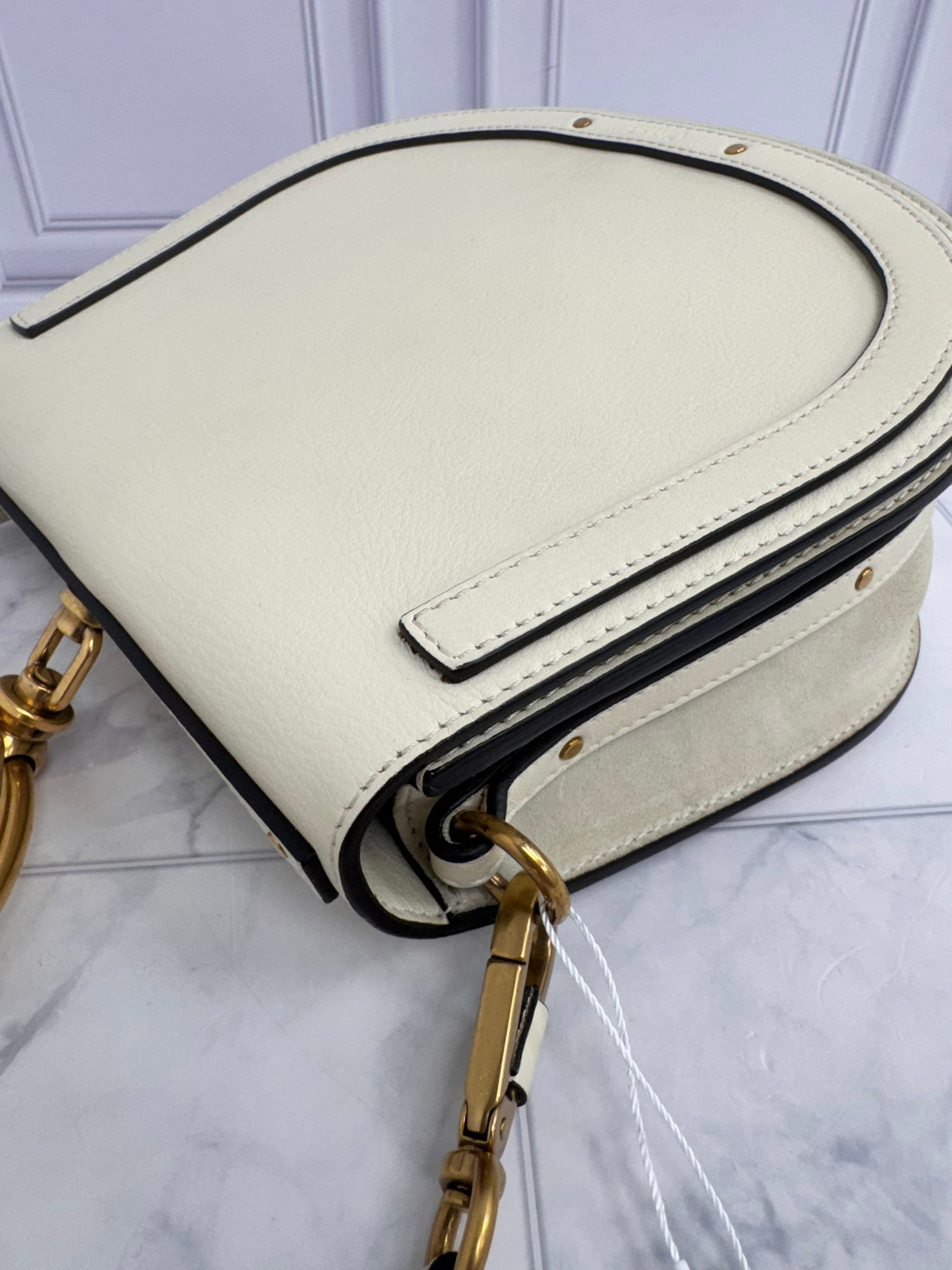 Chloe White Leather Medium Nile Crossbody Bag