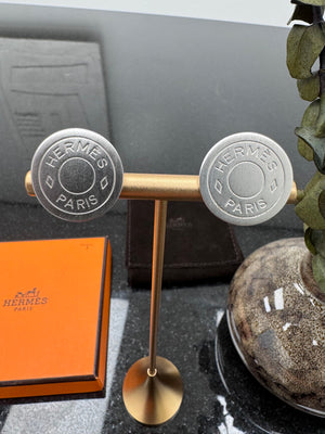 Hermes Silver Tone Clou De Selle Clip On Earrings