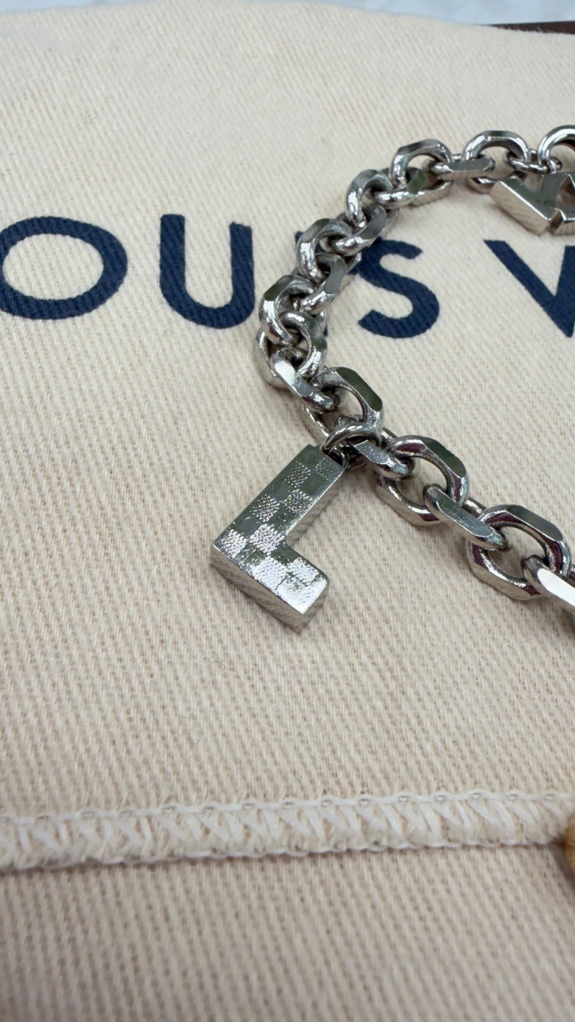 Louis Vuitton Love Letter Timeless Silver Tone Charm Bracelet 