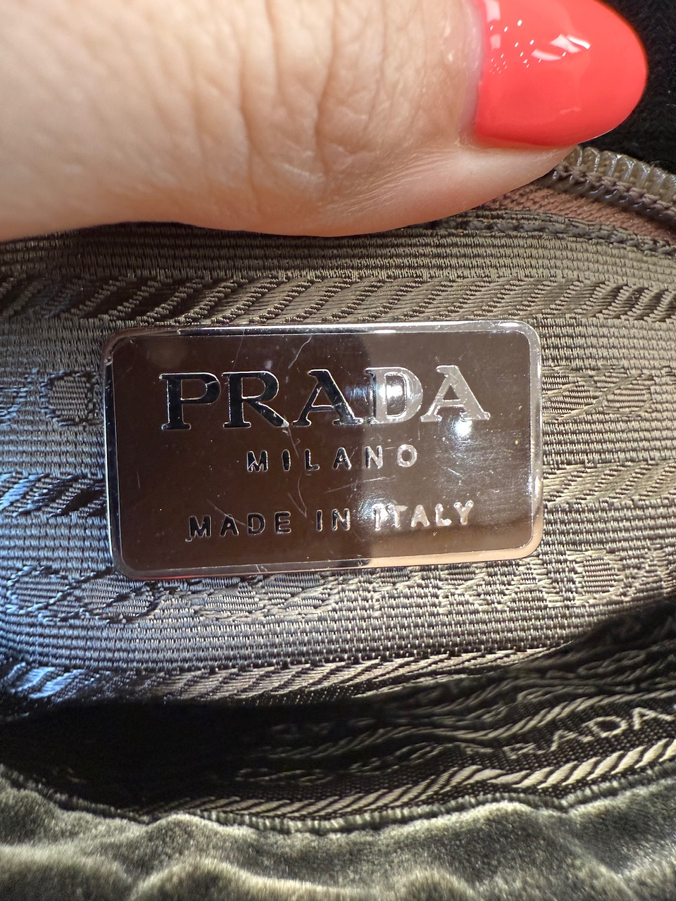 Prada Dark Green Velour Bag