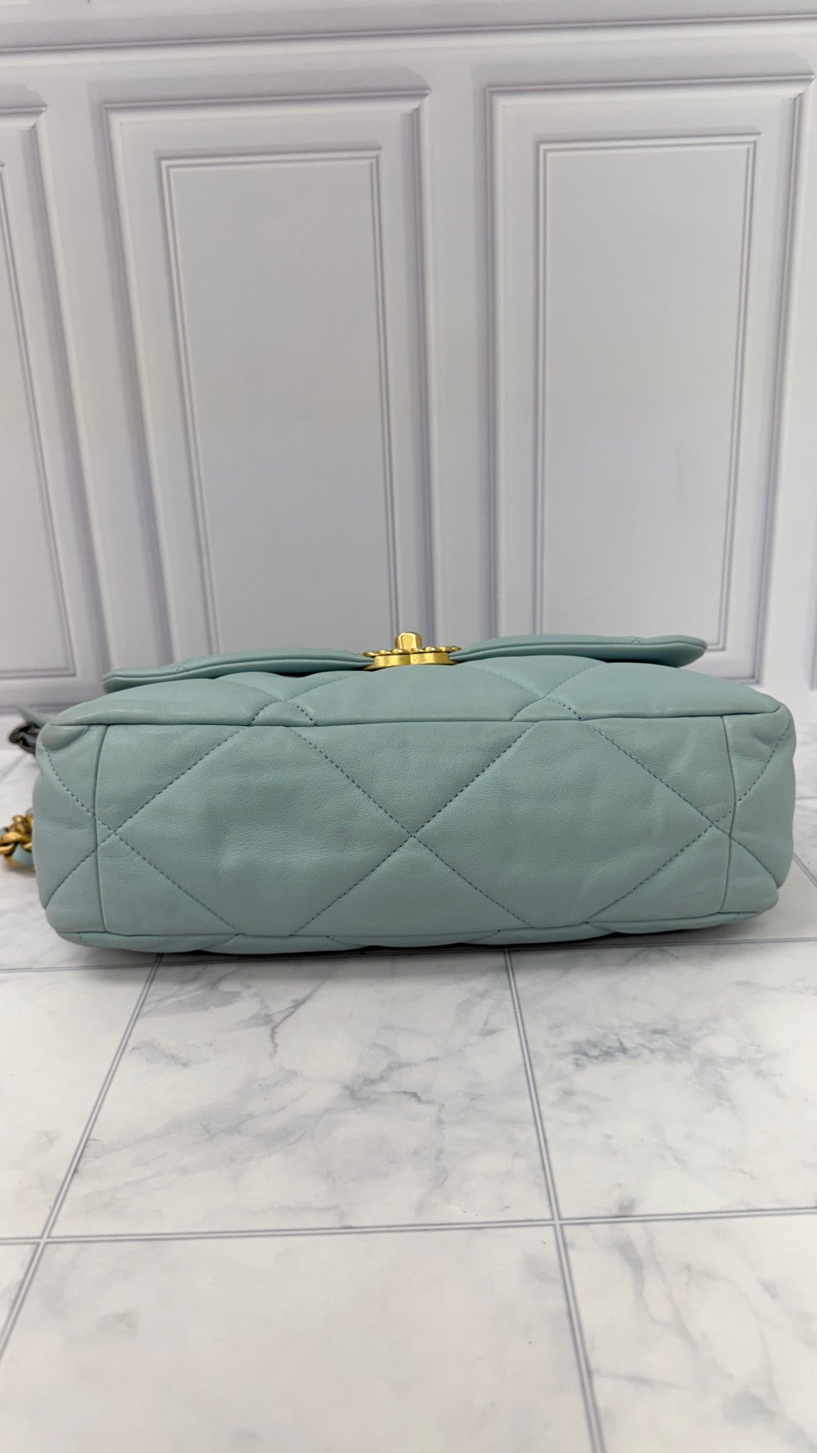 Chanel Light Blue Lambskin Leather Large Chanel 19 Flap Bag 