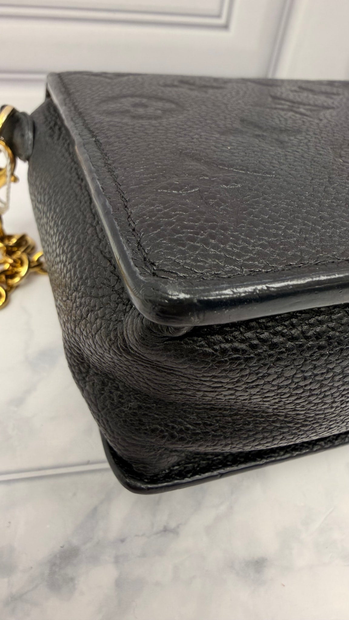 Louis Vuitton Black Monogram Empreinte Leather Vavin Chain Crossbody