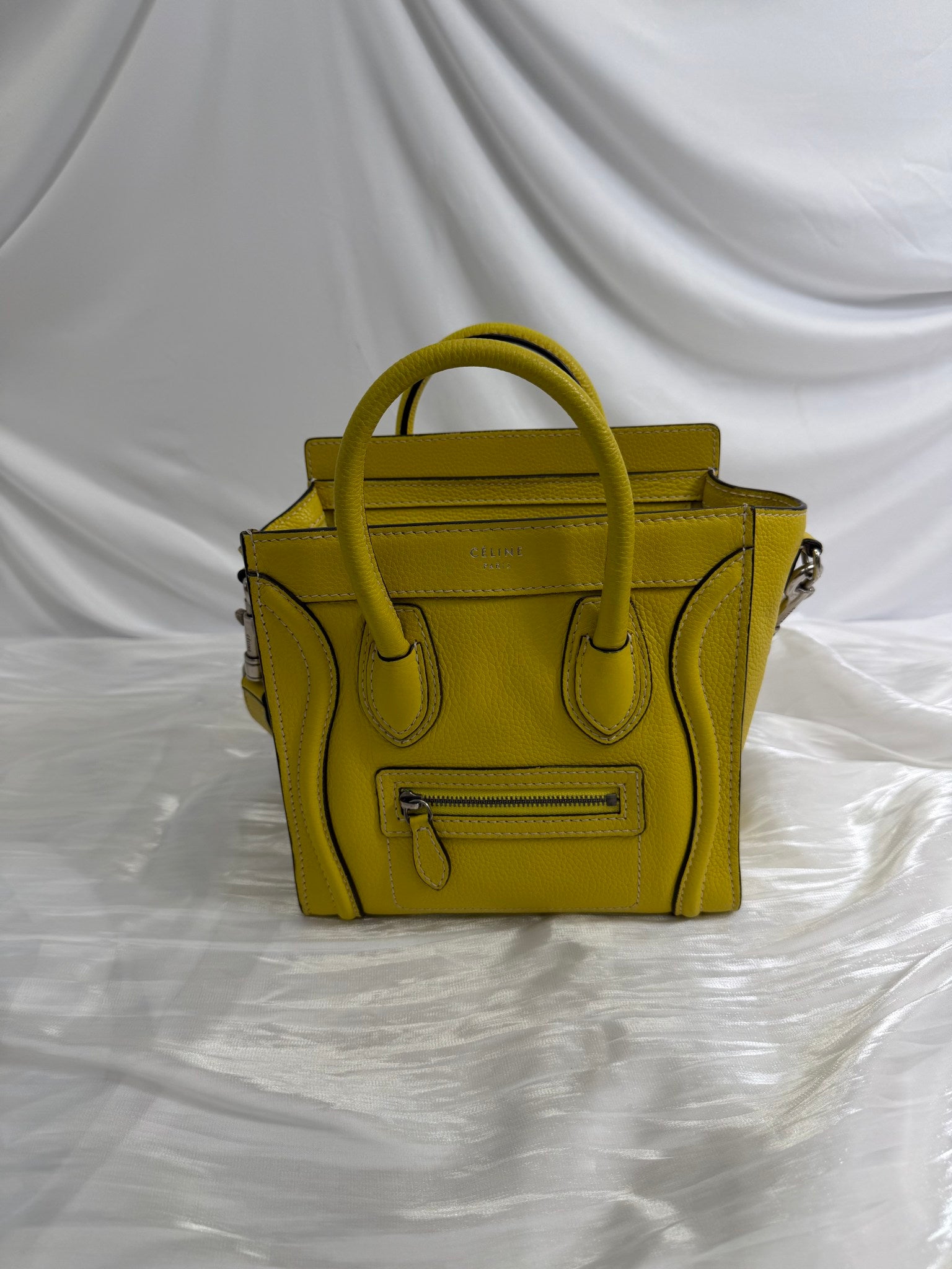Celine Yellow Leather Nano Luggage Tote