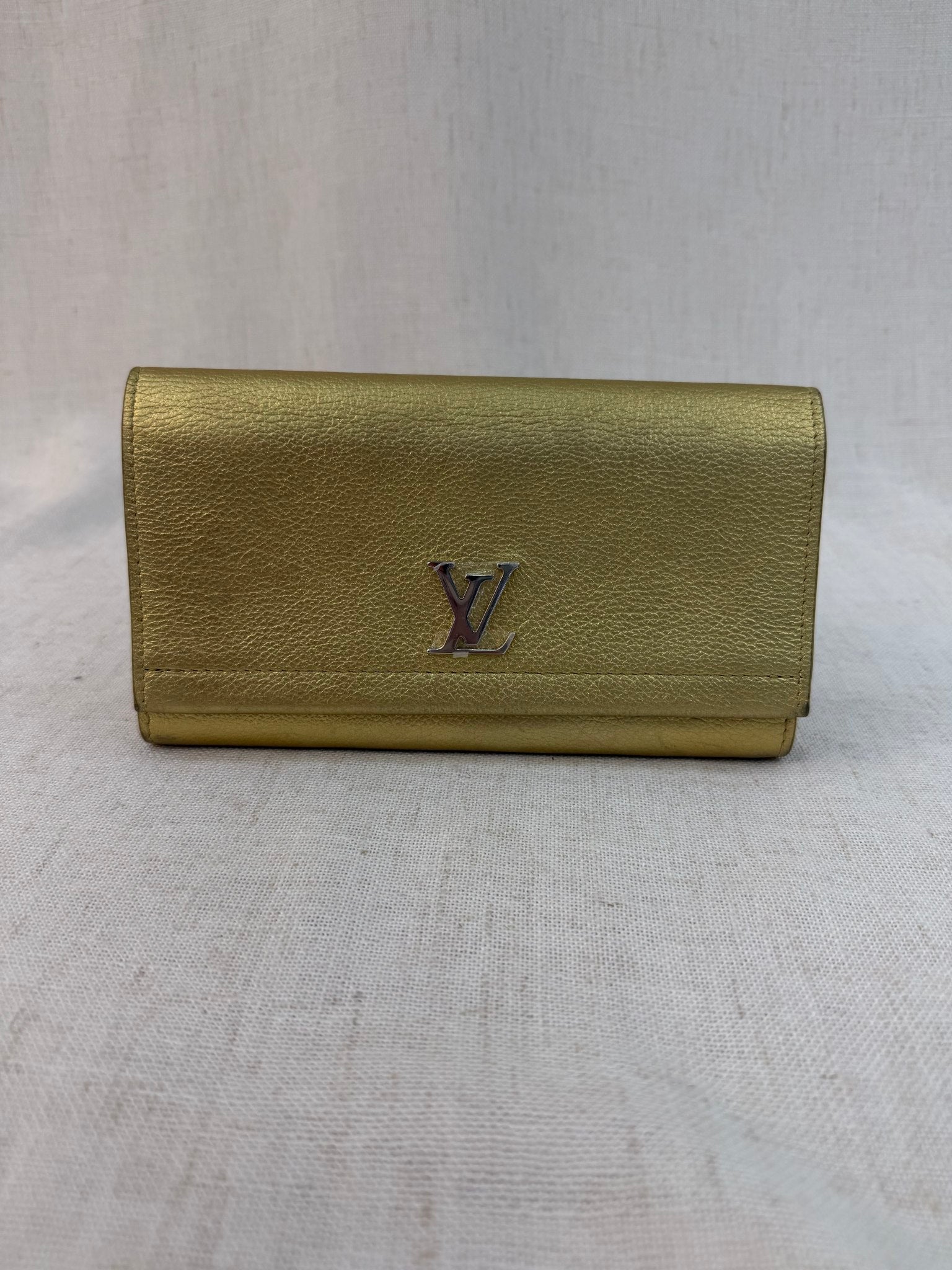 Louis Vuitton Gold Leather Mylockme Long Flap Wallet