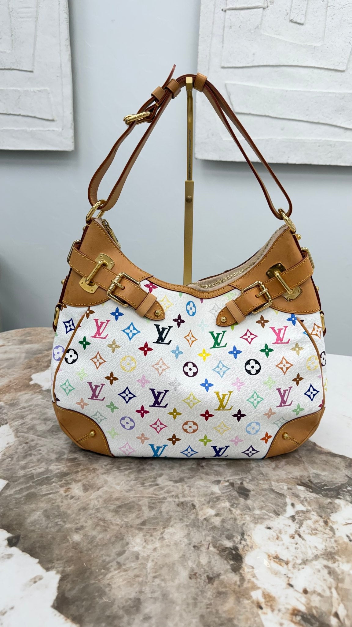 Louis Vuitton White Multicolor Monogram Greta Shoulder Bag
