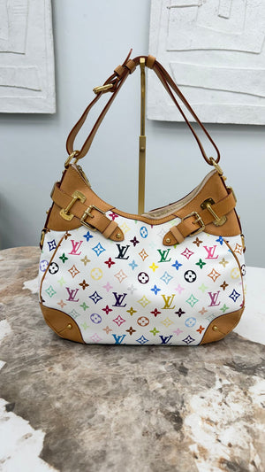 Louis Vuitton White Multicolor Monogram Greta Shoulder Bag