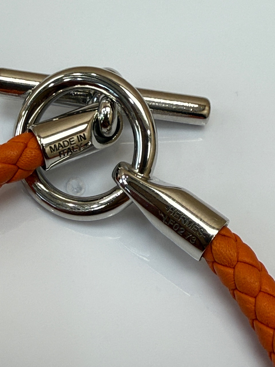 LIKE NEW- Hermes Orange Leather Glenan Bracelet