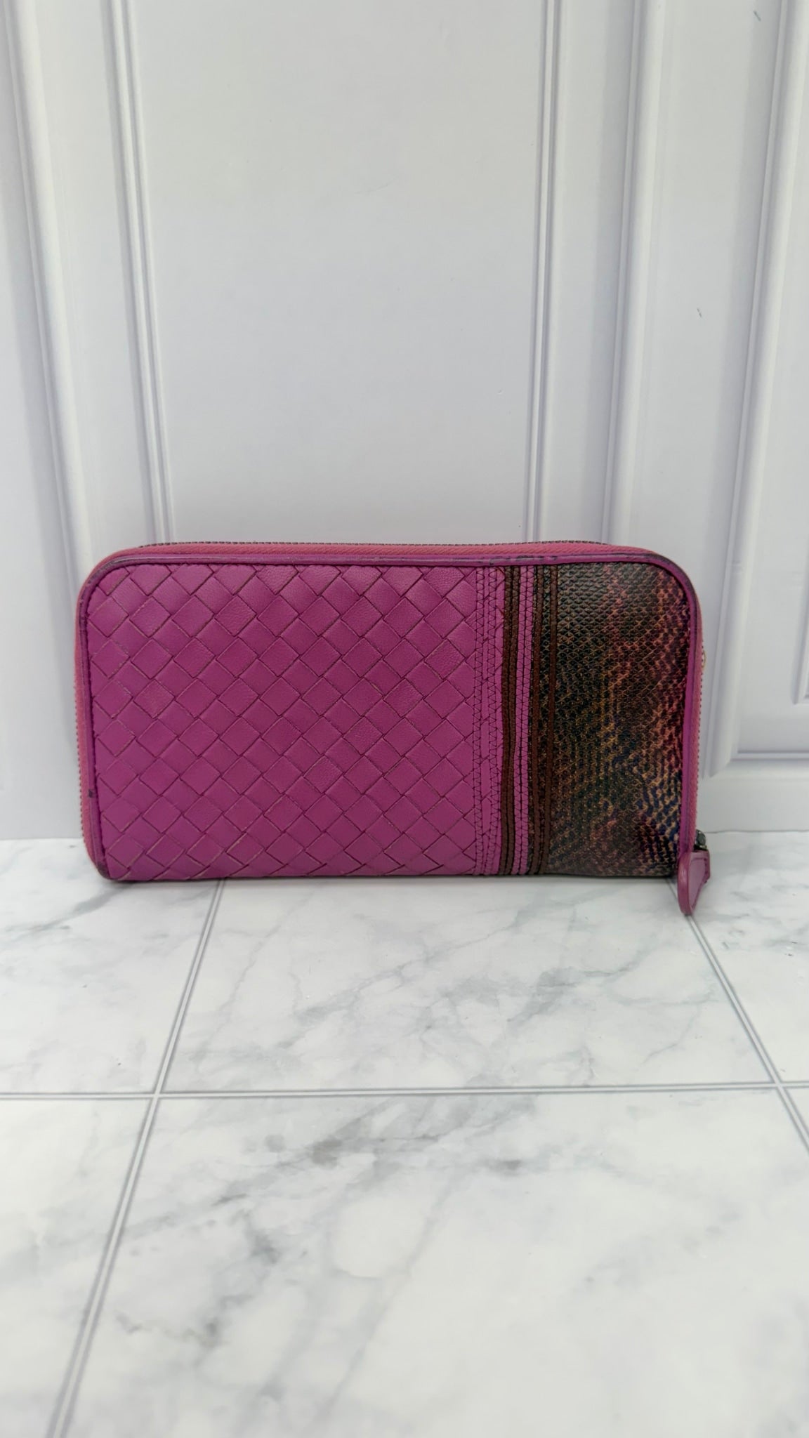 Bottega Veneta Purple Intrecciato Leather Zippy Wallet 