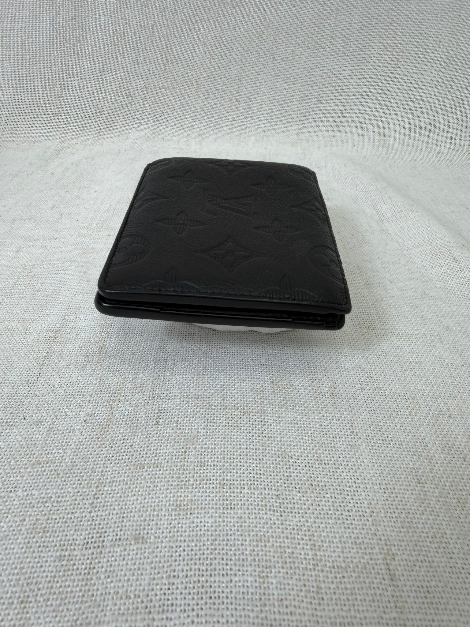 Louis Vuitton Black Calfskin Leather Shadow Monogram Wallet 