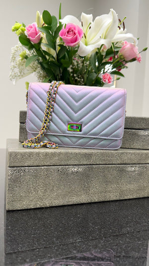 Chanel Iridescent Quilted Chevron Reissue Wallet on a Chain
