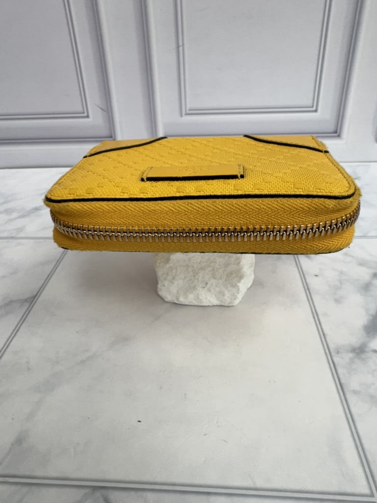 Gucci Yellow Diamante Leather Compact Zippy Wallet