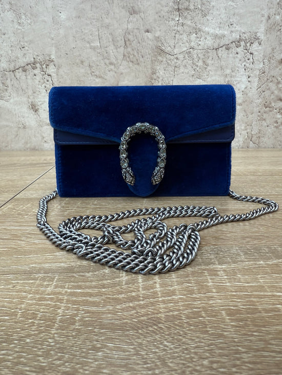 Gucci Blue Velvet Mini Dionysus Super  Crossbody Bag