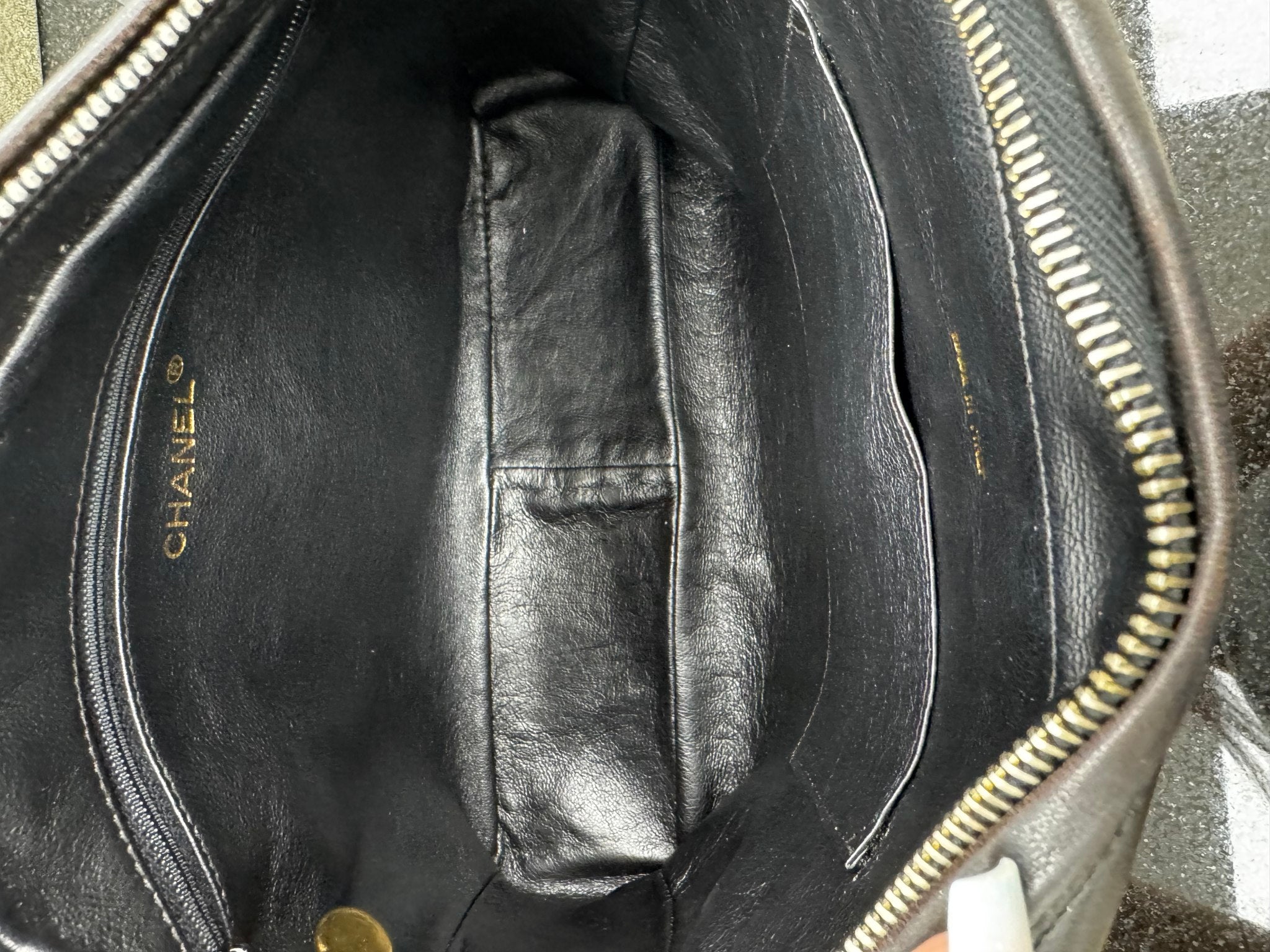 Chanel Black Calfskin Leather Vintage Coco Mark Tassel Large Shoulder Bag