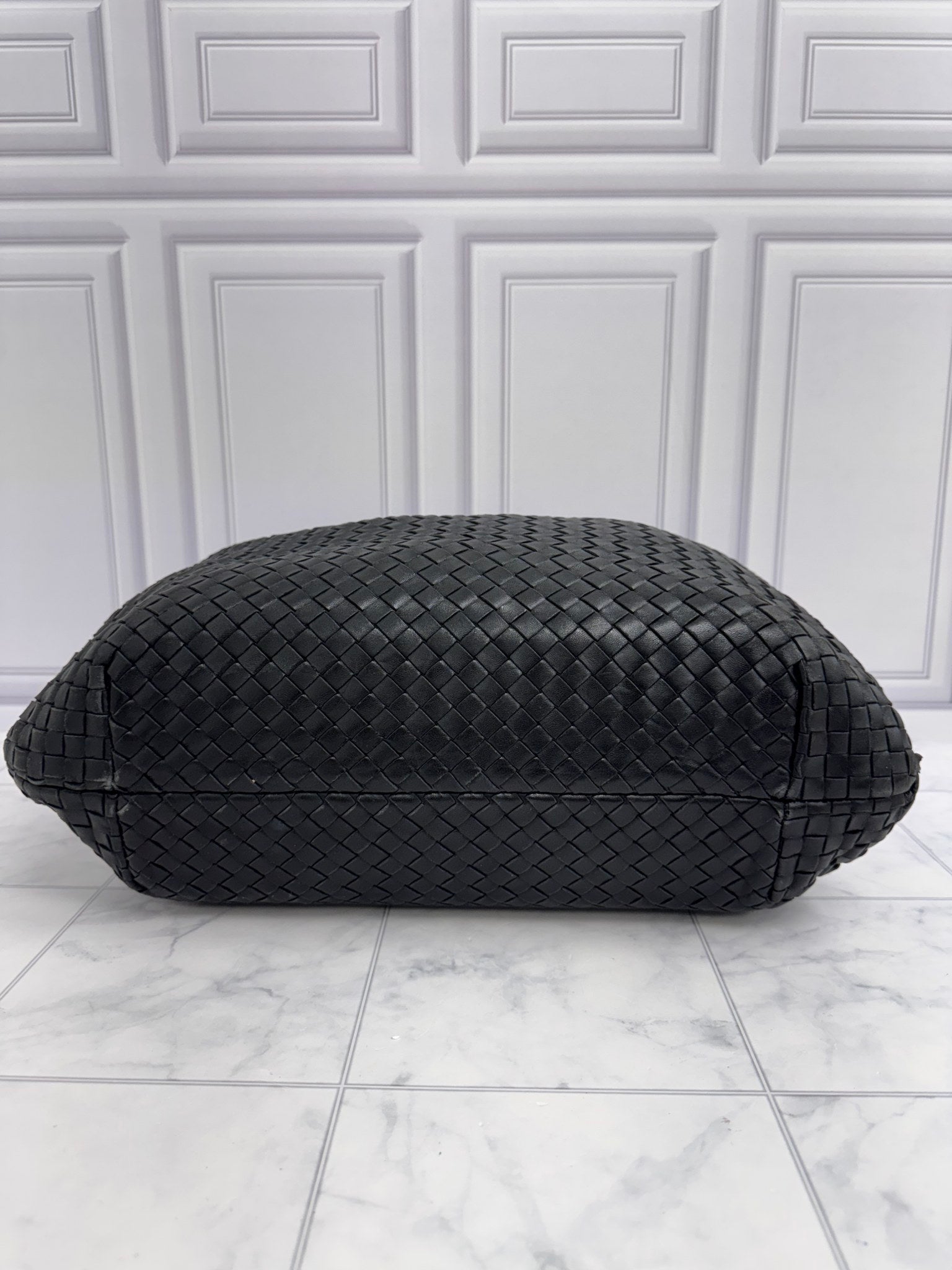 Bottega Veneta Black Intrecciato Leather Capri Tote Bag