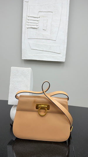 Salvatore Ferragamo Beige Leather Crossbody Bag