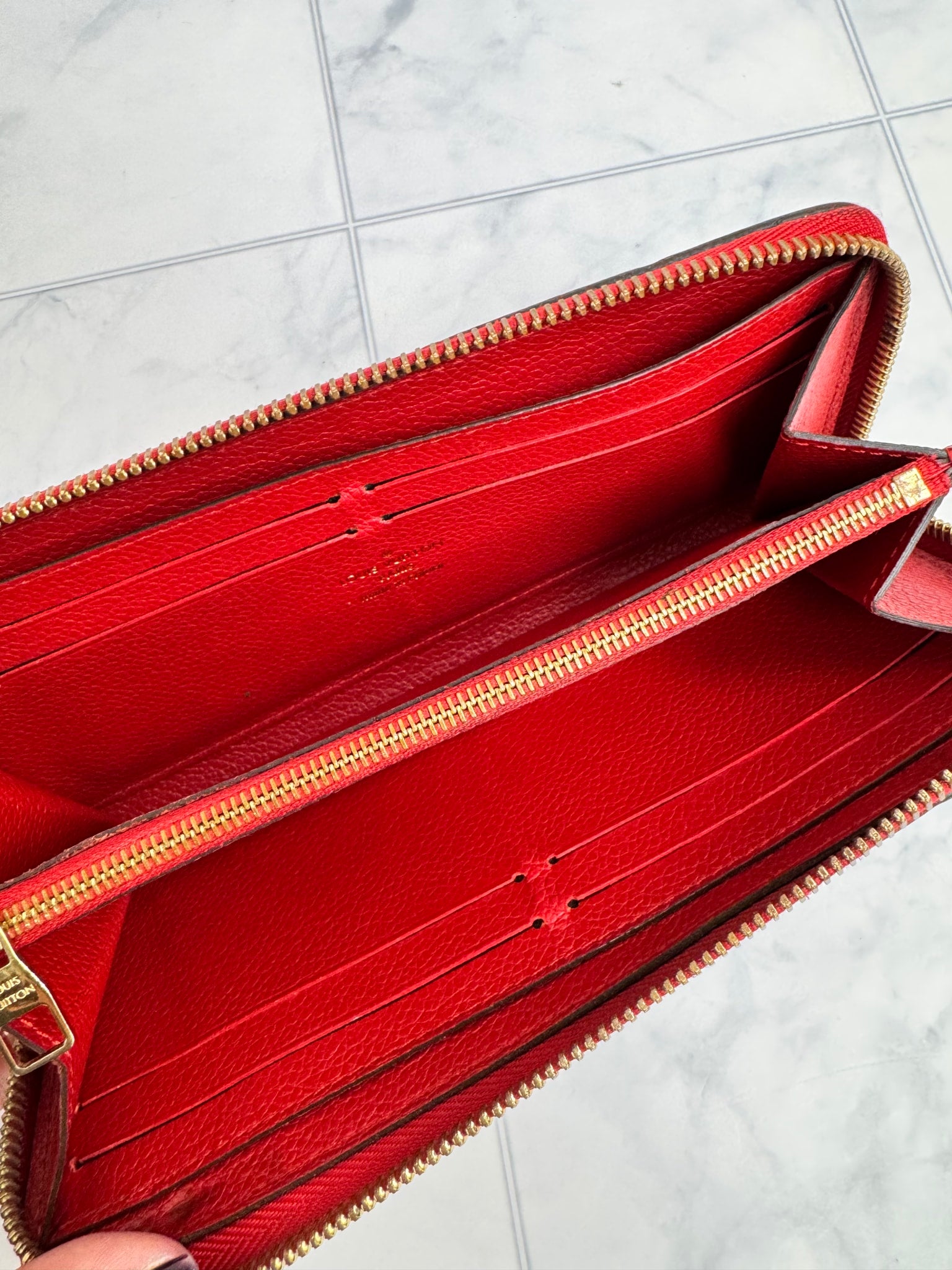Louis Vuitton Red Empreinte Clemence Long Zippy Wallet