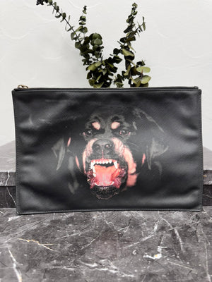 Givenchy Black Rottweiler Print Coated Canvas Pouch