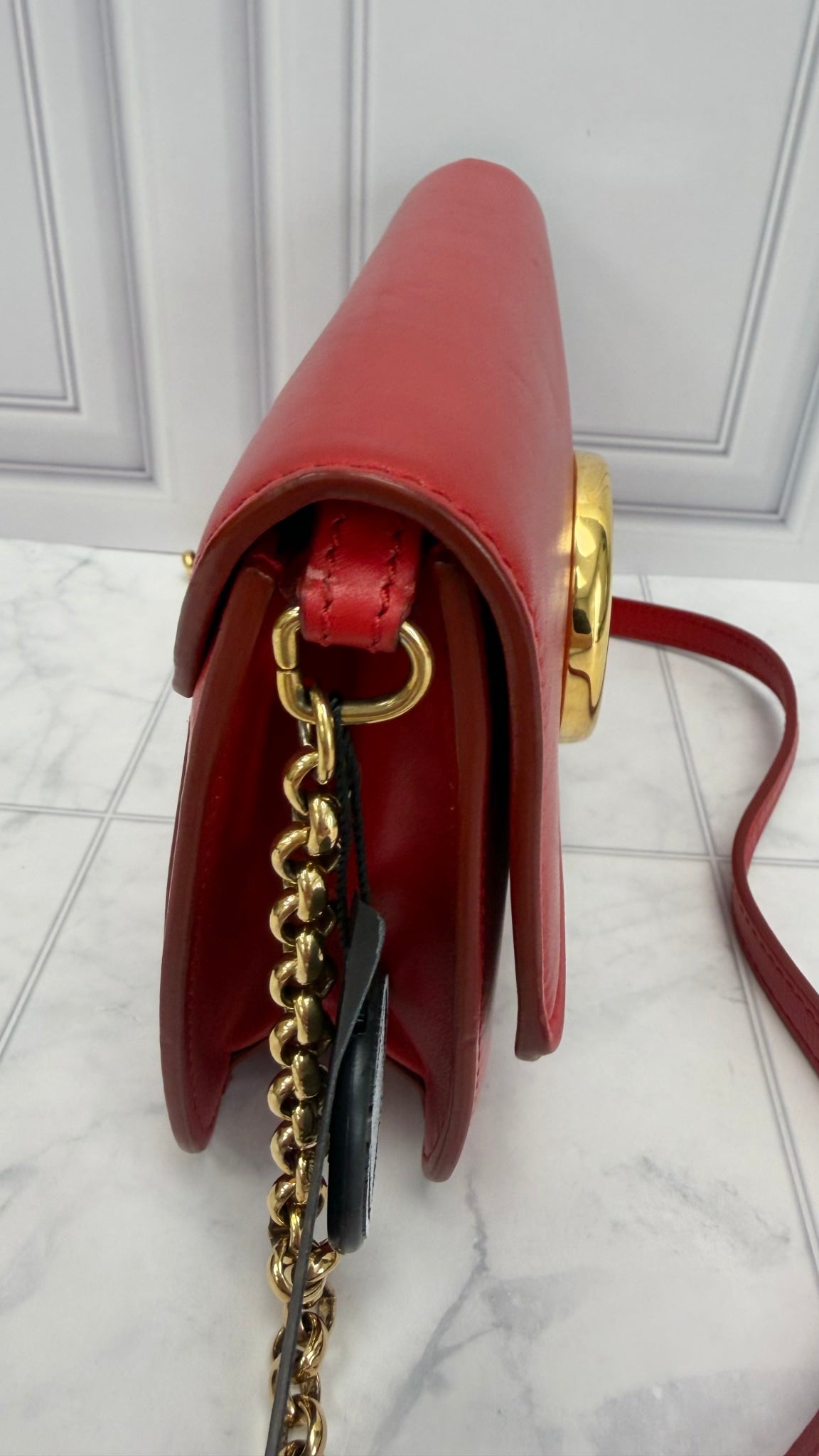 Chloe Red Suede & Leather C Chain Crossbody