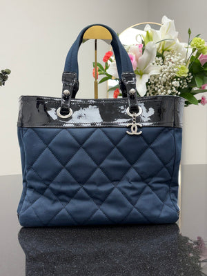 Chanel Navy Blue Canvas Paris Biarritz Tote Bag