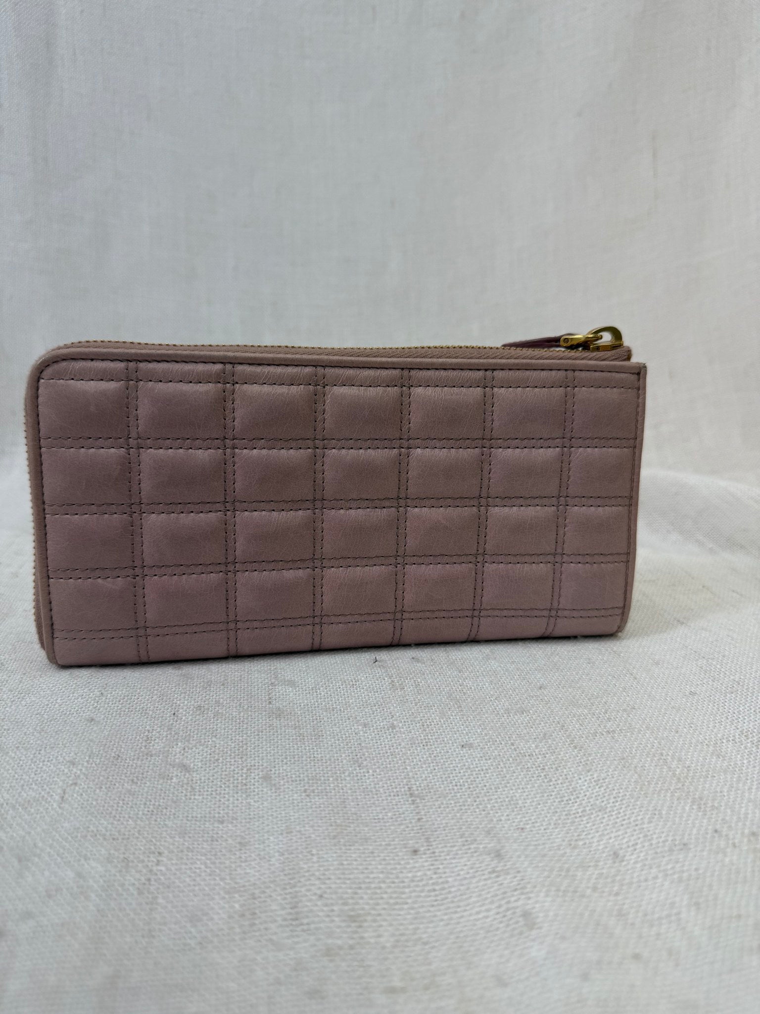 Prada Dusty Rose Quilted Leather Zippy Wallet 