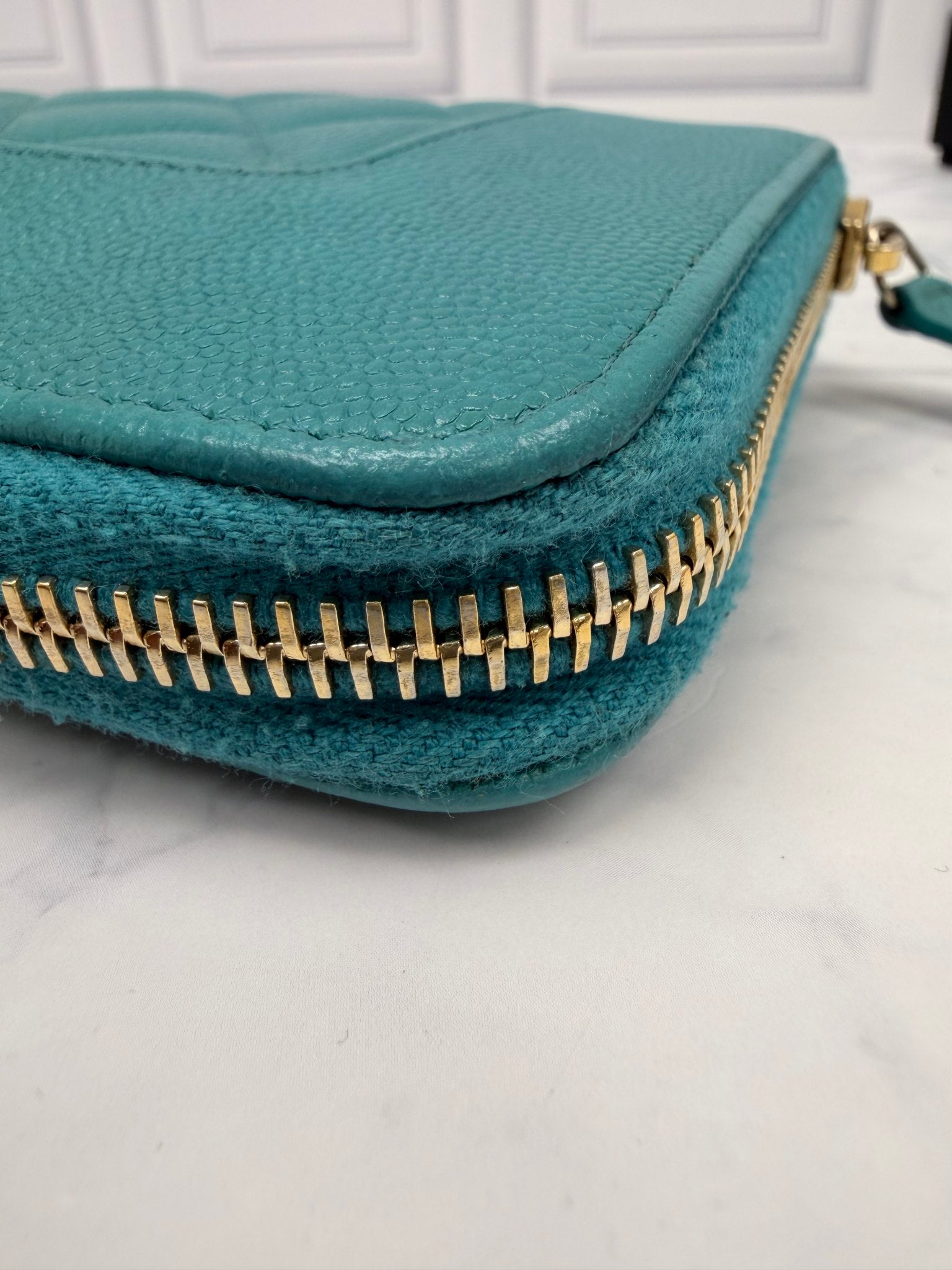 Chanel Turquoise Quilted Caviar Leather Mademoiselle Wallet 