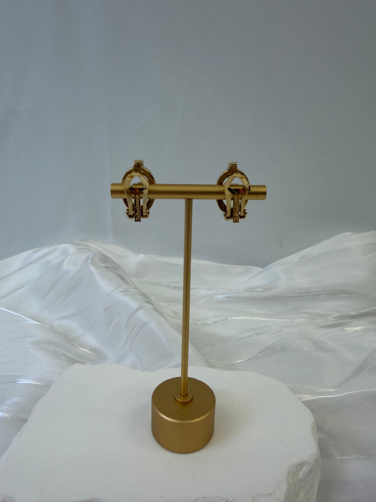 Christian Dior Gold CD Clip On Earrings