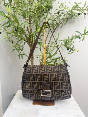 Fendi Brown Zucca Mamma Baguette Medium Shoulder Bag
