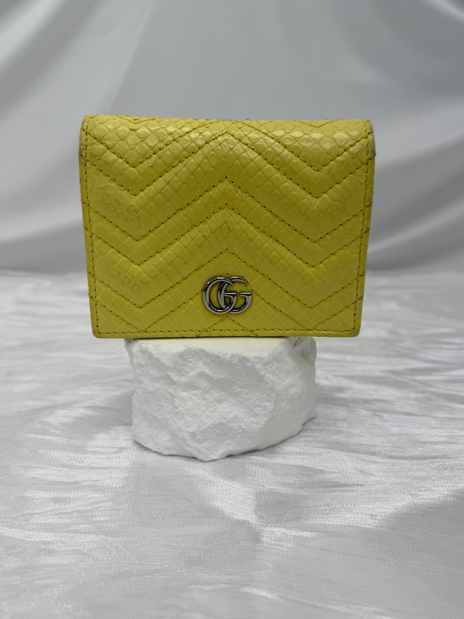 Gucci Yellow Python Marmont Compact Wallet