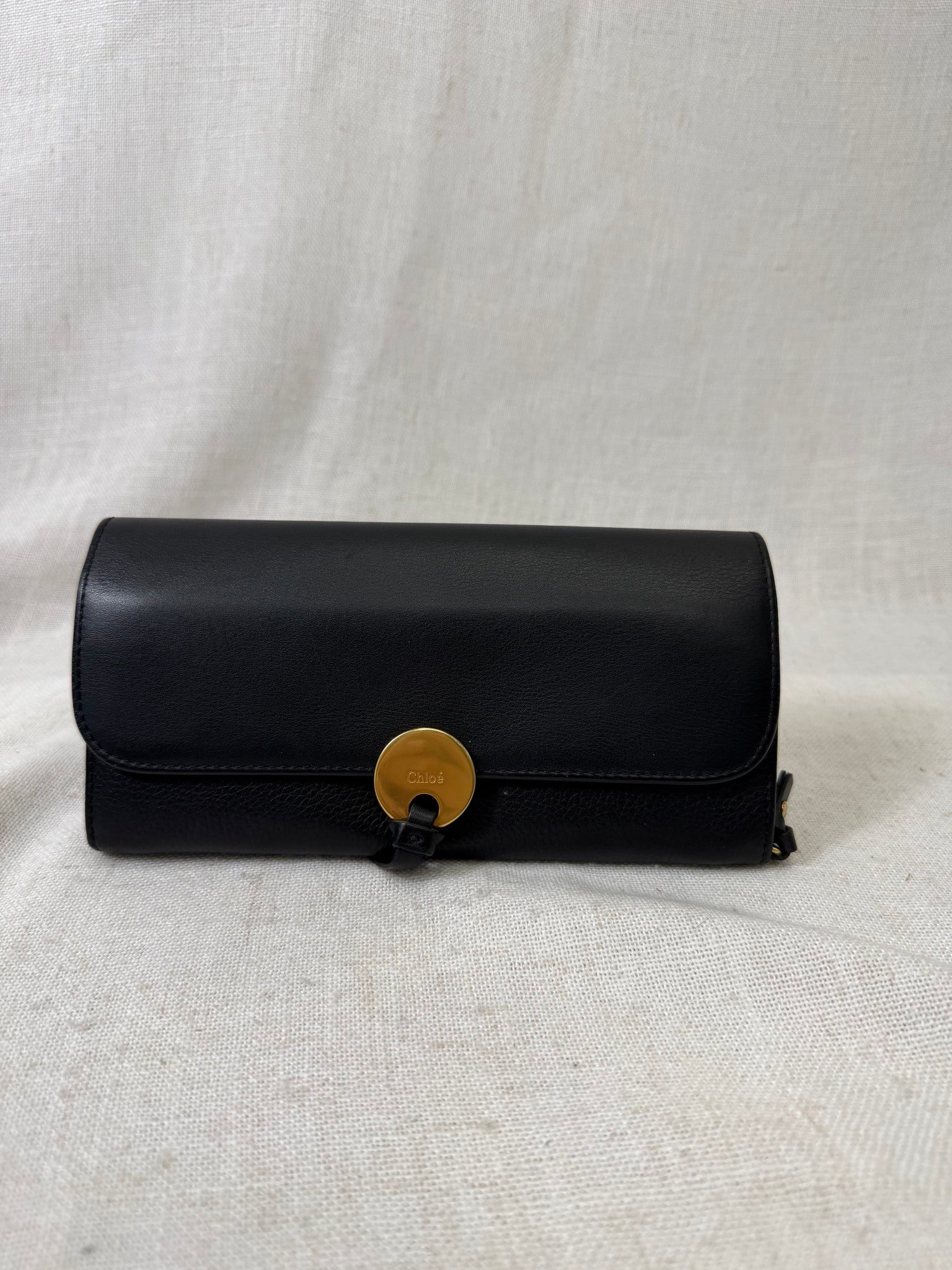 Chloe Black Leather Indy Long Wallet 