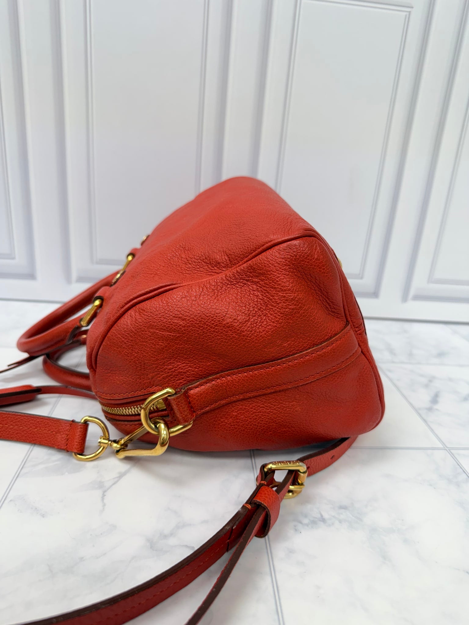 Louis Vuitton Red Empreinte Leather Speedy 25 Bandouliere 