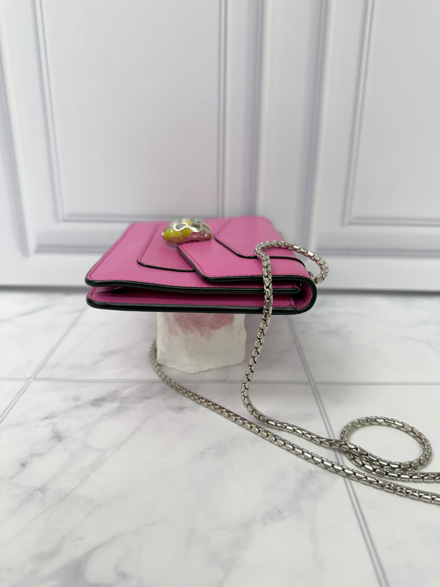 Bvlgari Pink Leather Serpenti Forever Super Mini Crossbody