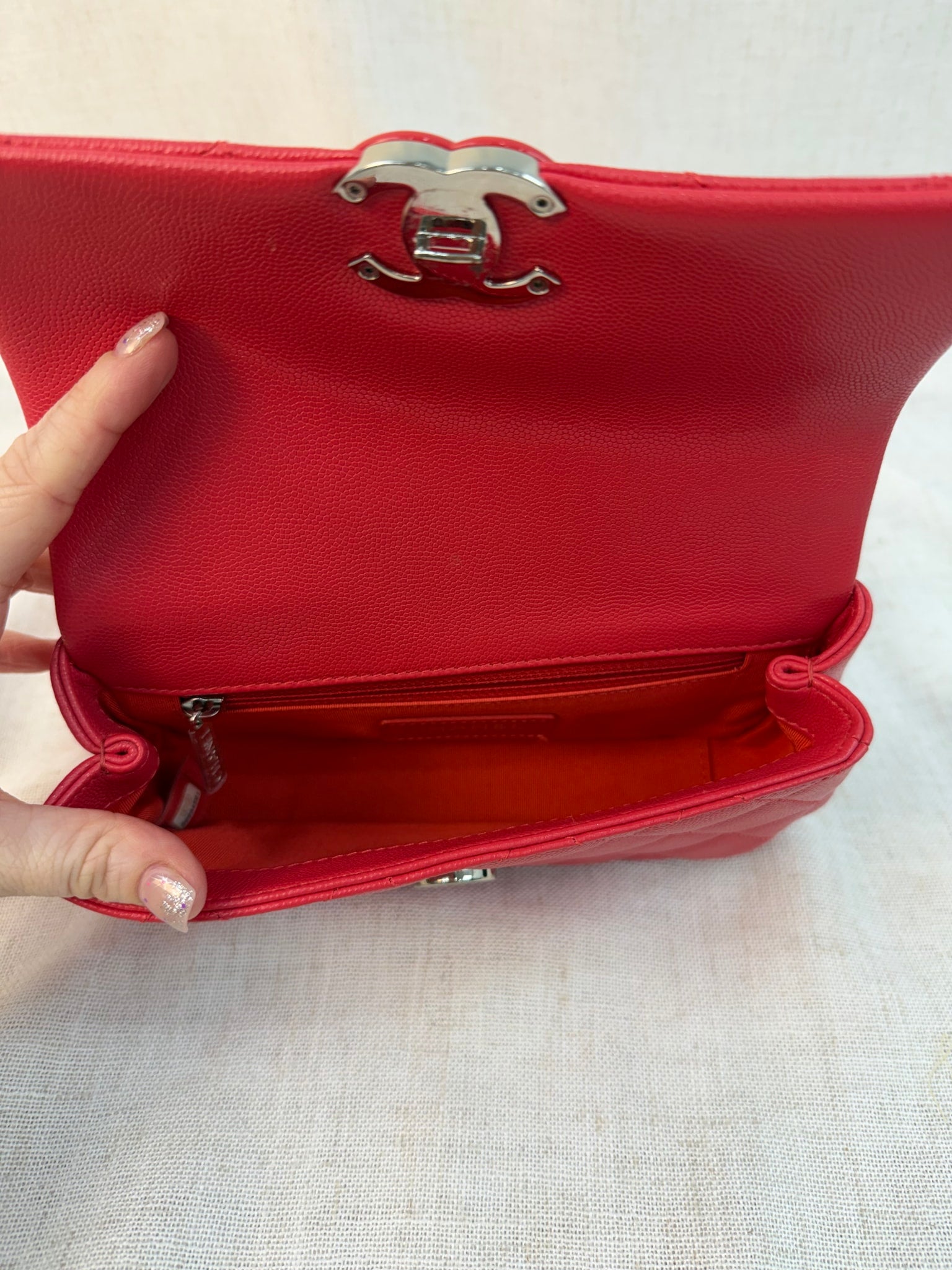 Chanel Coral Pink Caviar Leather My Everything Bag